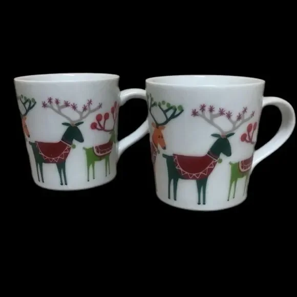 EUC Crate & Barrel 2014 Jen Bowers Christmas mugs - Picture 2 of 10